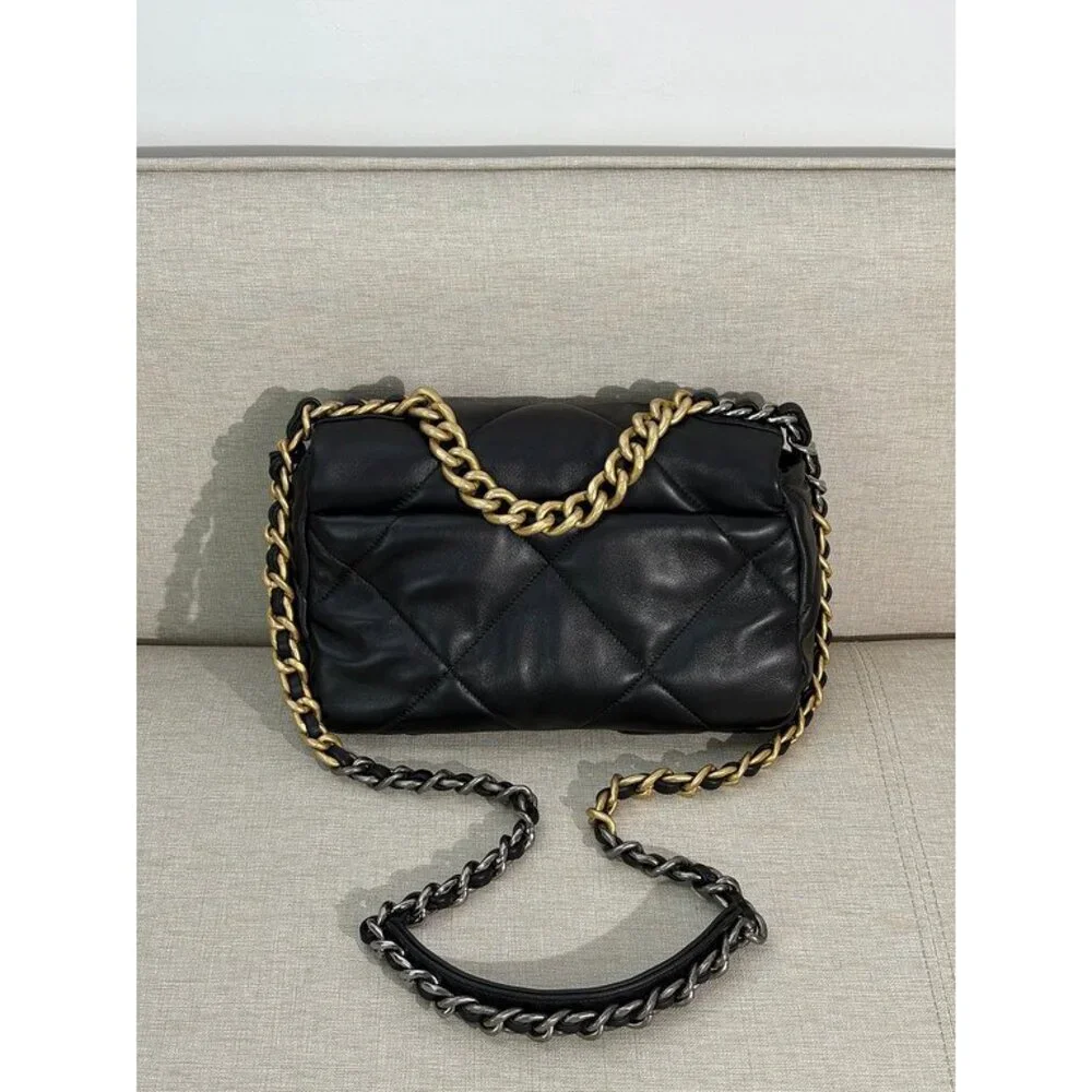 CHANEL Black Lambskin 19 Flap Bag Small Mixed HW - Picture 5 of 16